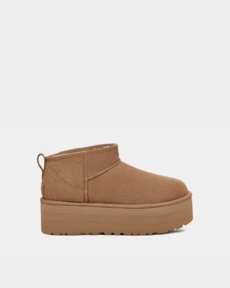 Botas australianas femininas com plataforma castanha