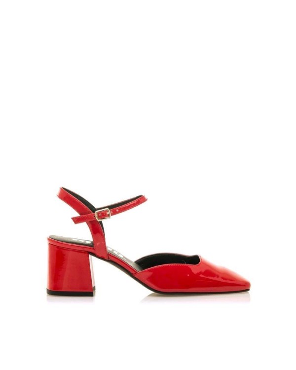 Mustang sandalias rojas para mujer con tacón, vibrantes y llamativas