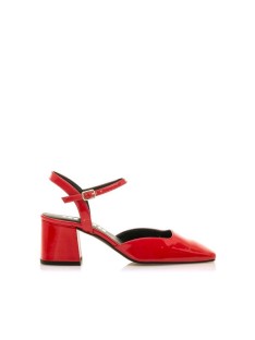 Mustang sandalias rojas para mujer con tacón, vibrantes y llamativas