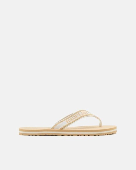 Sandalias planas Tommy para mujer beige, elegantes y versátiles