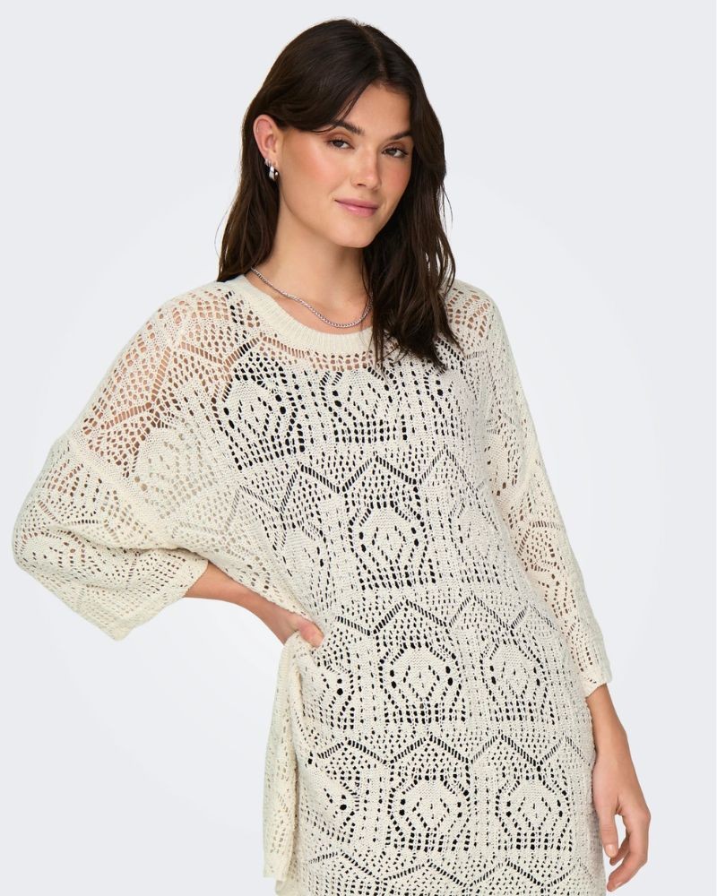 Vestidos Manga Curta Mulher ONLY Branco 15291566 BEACHIE
