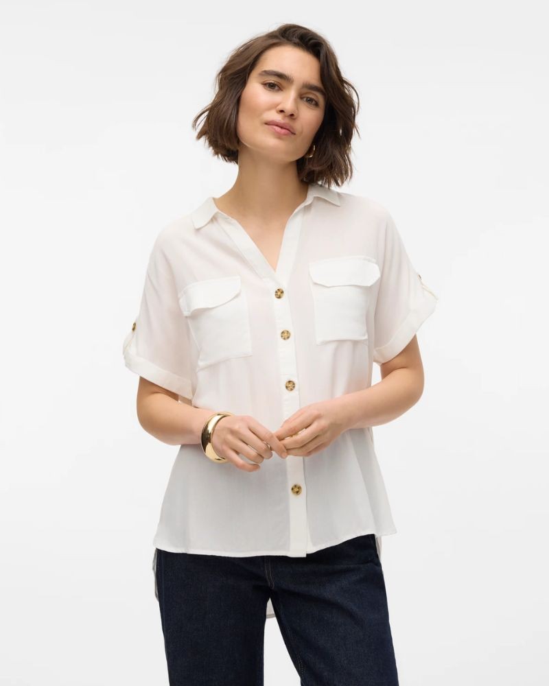 VERO MODA Camisas Manga corta Mujer Blanco 10310139 BUMPY
