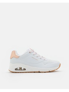 Deportivas blancas de mujer Skechers Uno, diseño clásico y cómodo