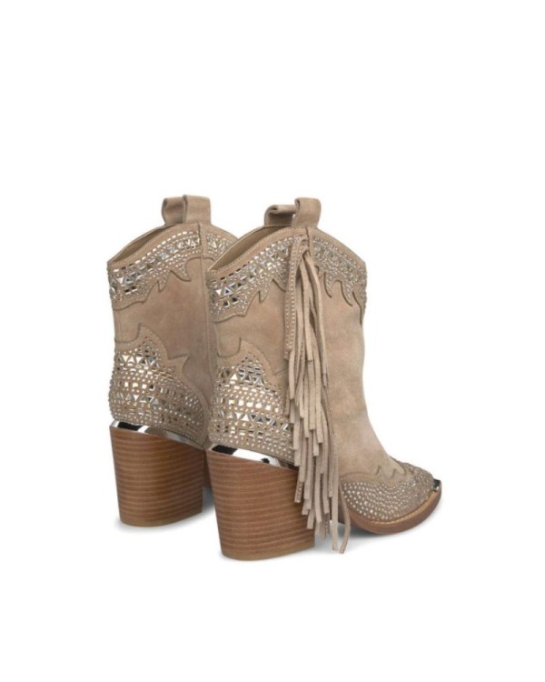 ALMA EN PENA Botines Cowboy Mujer Beige I240510