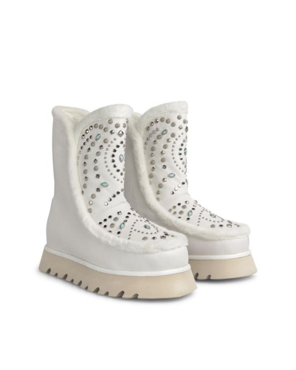Botas de pele Alma em Pena femininas brancas