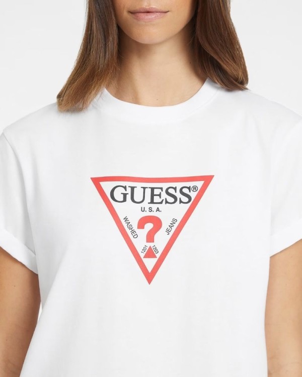 T-shirts Manga curta Mulher GUESS Branco W4YI73 K8HM0