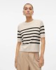 Jersey Manga Curta Mulher VERO MODA Bege 10306829 SABA