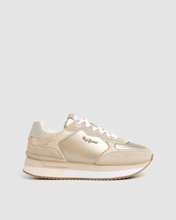  Zapatillas Bajas Mujer PEPE JEANS Beige PLS60033 RUSPER SHINE