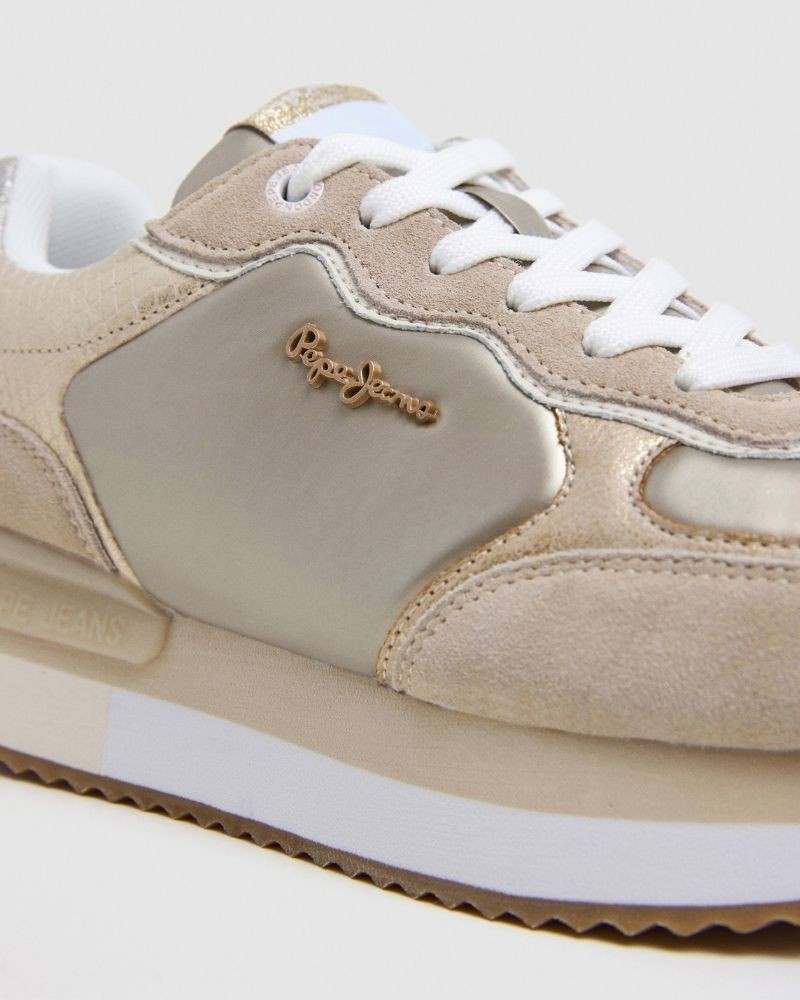  Zapatillas Bajas Mujer PEPE JEANS Beige PLS60033 RUSPER SHINE