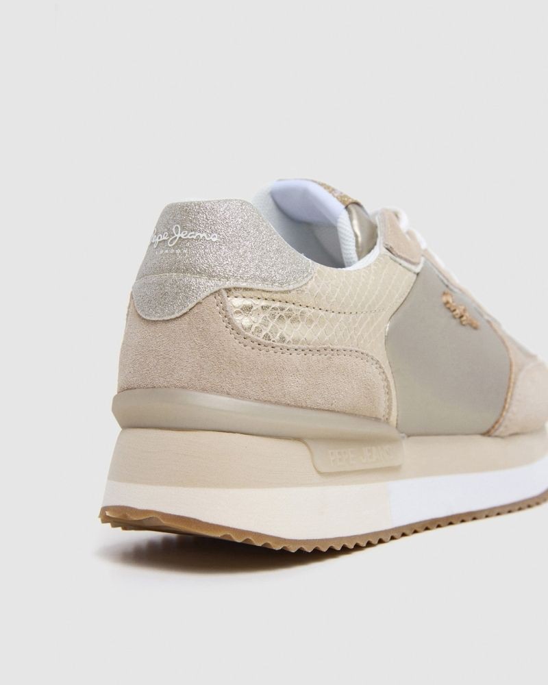  Zapatillas Bajas Mujer PEPE JEANS Beige PLS60033 RUSPER SHINE