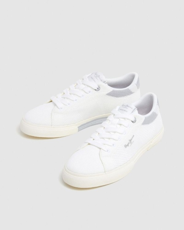  Zapatillas Bajas Mujer PEPE JEANS Blanco PLS31601 KENTON KNIT W