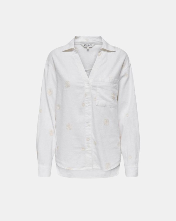 Camisas Manga Comprida Mulher ONLY Branco 15338802 CARO
