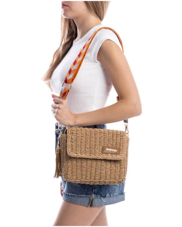  Bolsos Bandoleras Rafia Mujer REFRESH Taupe 183306