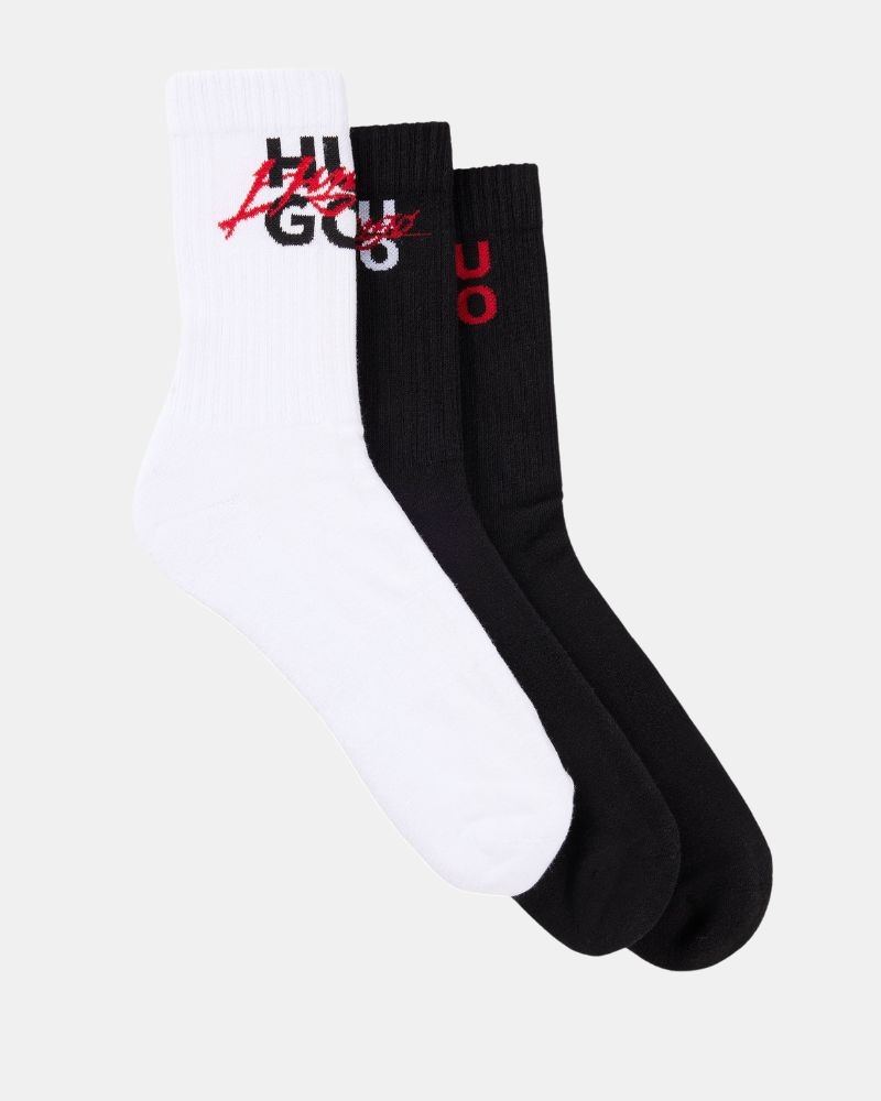  Calcetines Altos Hombre HUGO Negro Blanco 50524791 3P QS THRILLER CC