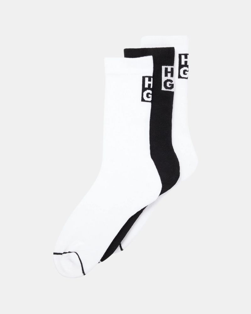  Calcetines Altos Hombre HUGO Blanco 50502007 3P RIB LOGO CC