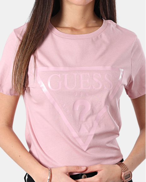 T-shirts Manga curta Mulher GUESS Taupe V2YI07 K8HM0