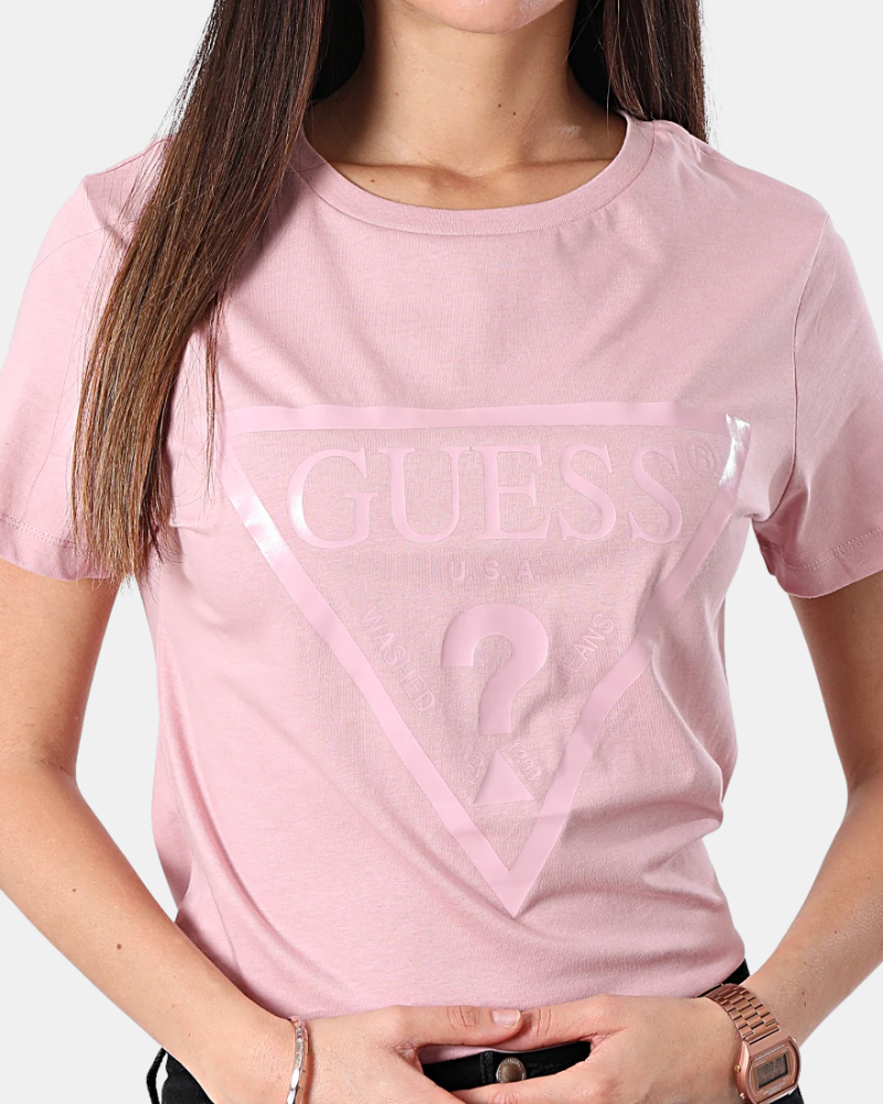 T-shirts Manga curta Mulher GUESS Taupe V2YI07 K8HM0