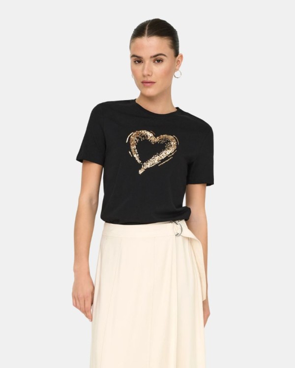 T-shirts Manga curta Mulher ONLY Preto 15357554 MARCY