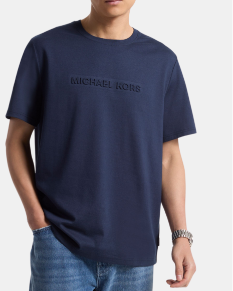 T-shirts Manga curta Homem MICHAEL KORS Azul CF4529H1V2 T-shirt com Logotipo em Relevo