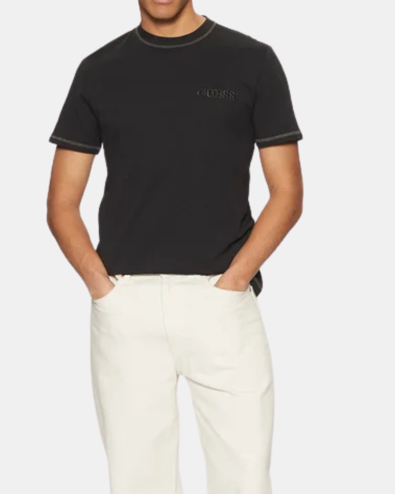 T-shirts Manga curta Homem GUESS Preto U5RI01 KCAM1