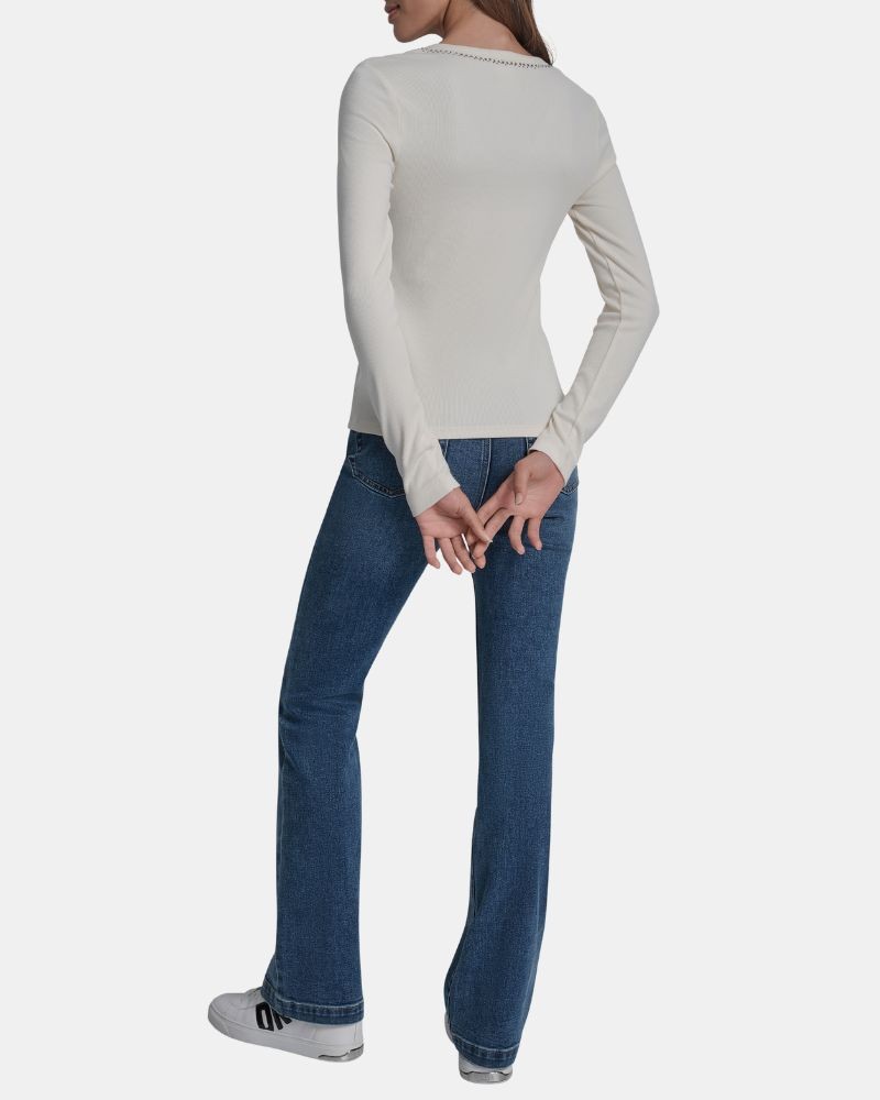  Camisetas Manga larga Mujer DKNY Blanco DJ5T1564
