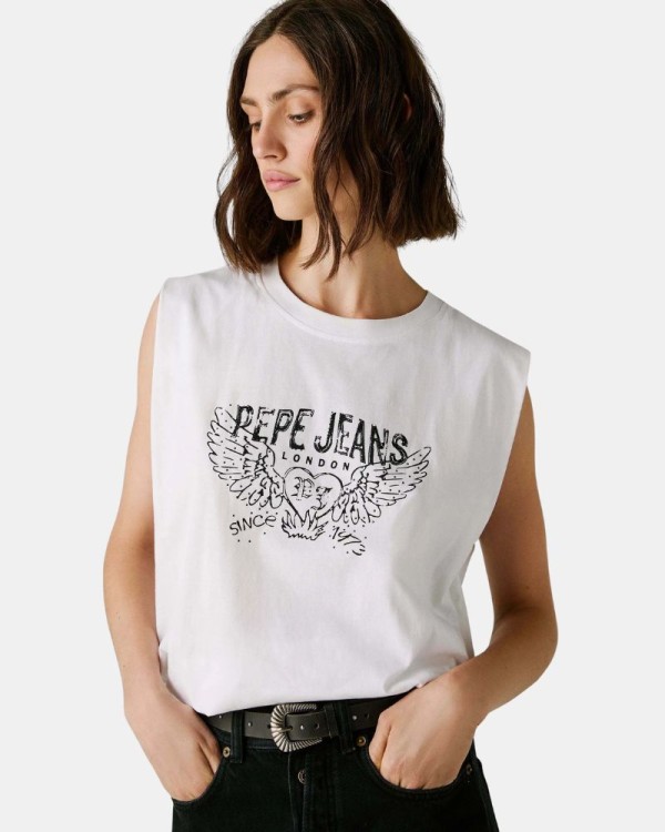  Camisetas Top Mujer PEPE JEANS Blanco PL5000023 BERTHA