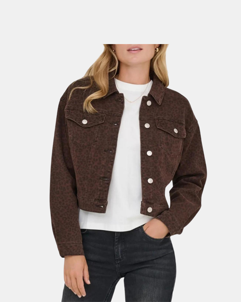 Casacos Manga comprida Mulher ONLY Castanho 15360070 ANLIE ANIMAL L S JACKET PNT 2