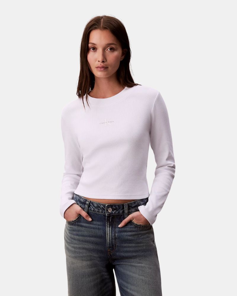 T-shirts Manga Comprida Mulher CALVIN KLEIN Branco LV047A803G