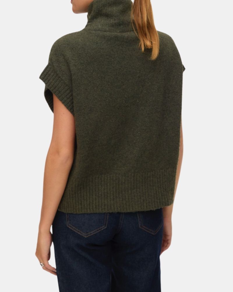 Jersey Manga curta Colete Mulher VERO MODA Verde 10331524 BANG