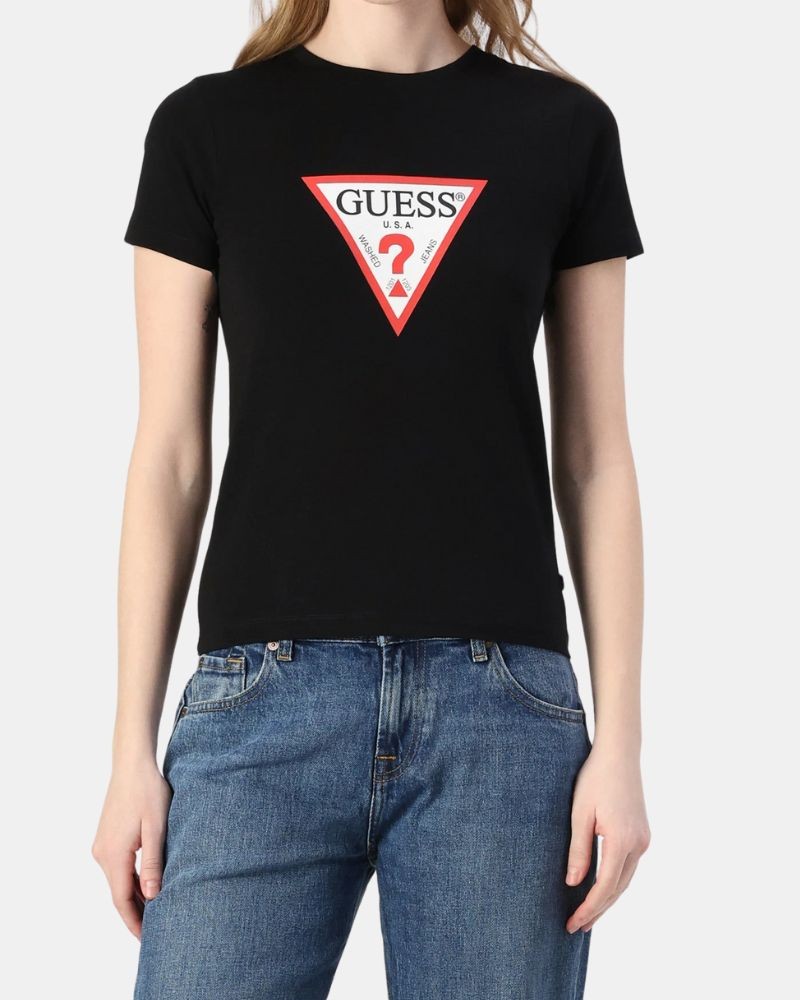 T-shirts Manga curta Mulher GUESS Preto W4YI04 J1314
