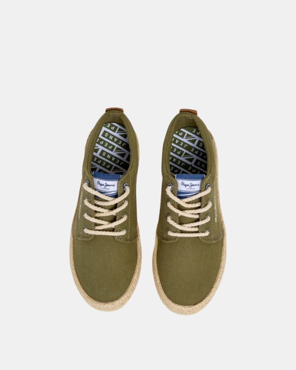 Ténis baixos de ráfia infantil PEPE JEANS Verde PBS300005 BRADY BRAID