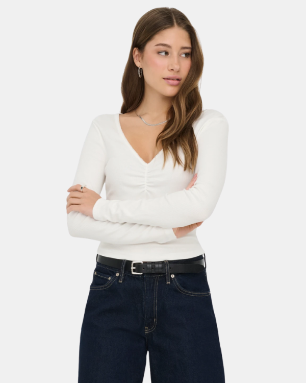 Camisetas Manga larga Mujer ONLY Blanco 15365756 BETTY LIFE