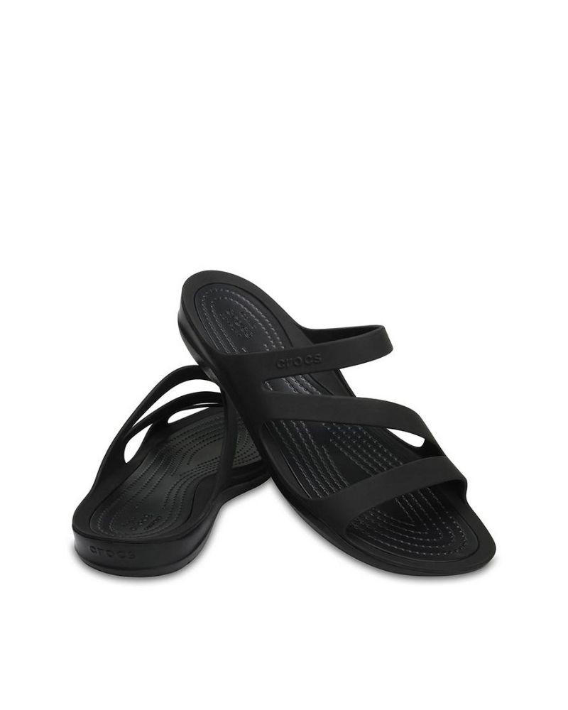 Sandalias De dedo Chancletas Mujer Crocs Negro 203998 SWIFTWATER SANDAL W