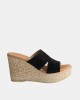 Sandalias Abiertas Rafia Mujer RKS Negro 1901