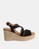 Sandalias Abiertas Rafia Mujer RKS Negro 5857