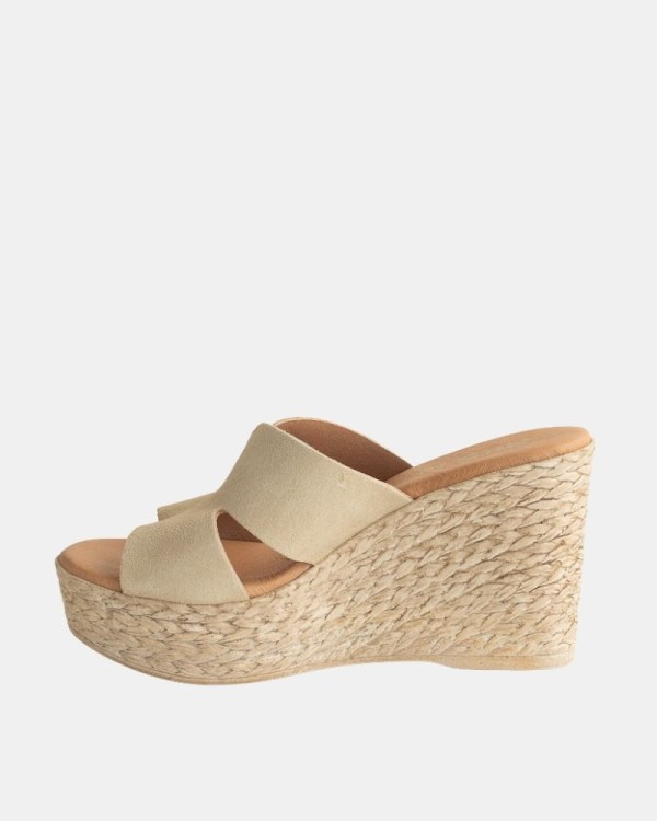 Sandalias Abiertas Rafia Mujer RKS Beige 1901