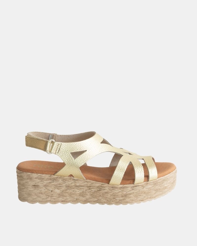 Sandalias Abiertas Rafia Mujer RKS Oro 729