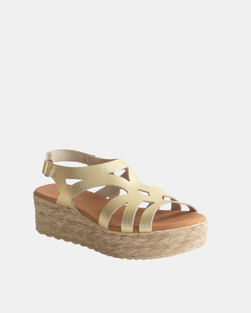 Sandalias Abiertas Rafia Mujer RKS Oro 729
