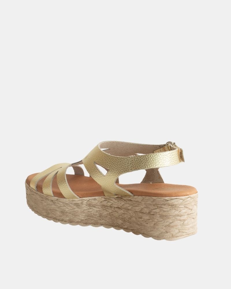 Sandalias Abiertas Rafia Mujer RKS Oro 729