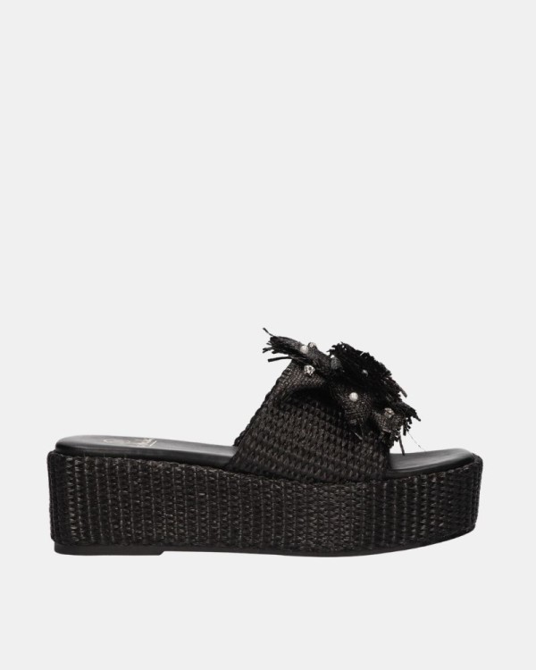 Sandalias Abiertas Rafia Mujer LA STRADA Negro 4505275