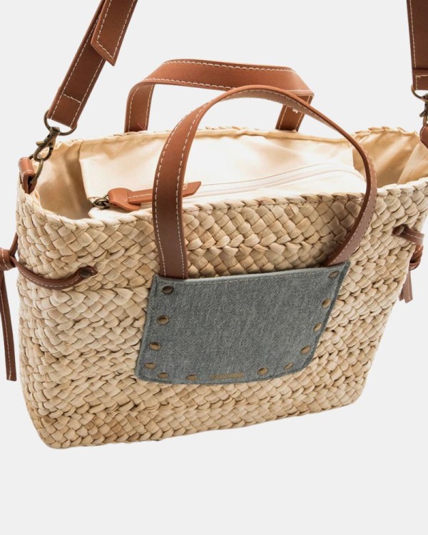 Bolsos Bandoleras Shopper Rafia Mujer  Nude POZO