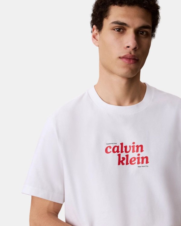 T-shirts Manga curta Homem CALVIN KLEIN Branco LV04RG815GYAF
