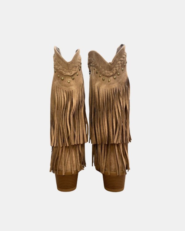 Botas Altas Cowboy Mulher Taupe 353106