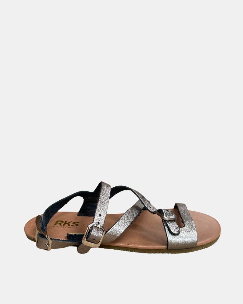 Sandalias Abiertas Barefoot Mujer RKS Plata Gris 95006