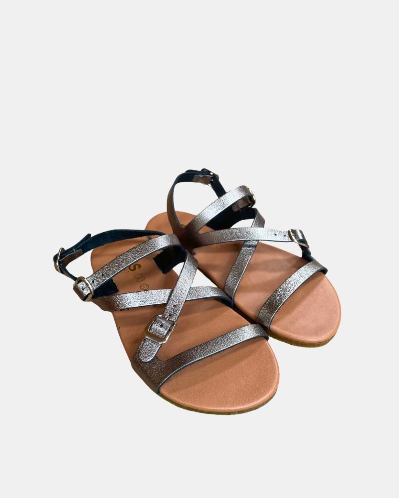 Sandalias Abiertas Barefoot Mujer RKS Plata Gris 95006