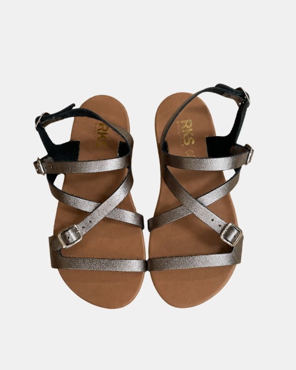 Sandalias Abiertas Barefoot Mujer RKS Plata Gris 95006