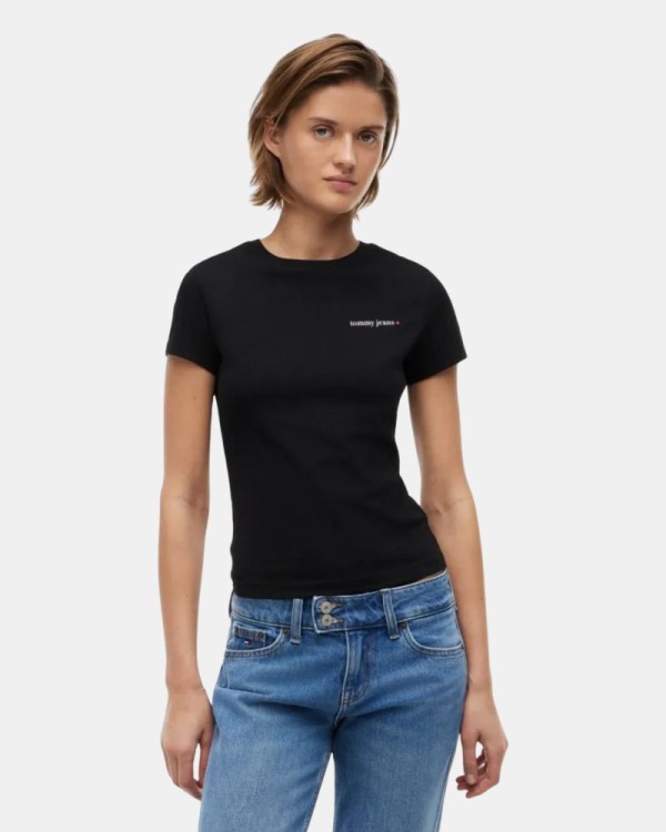 T-shirt de manga curta para mulher TOMMY HILFIGER Preto DW0DW23479BDS