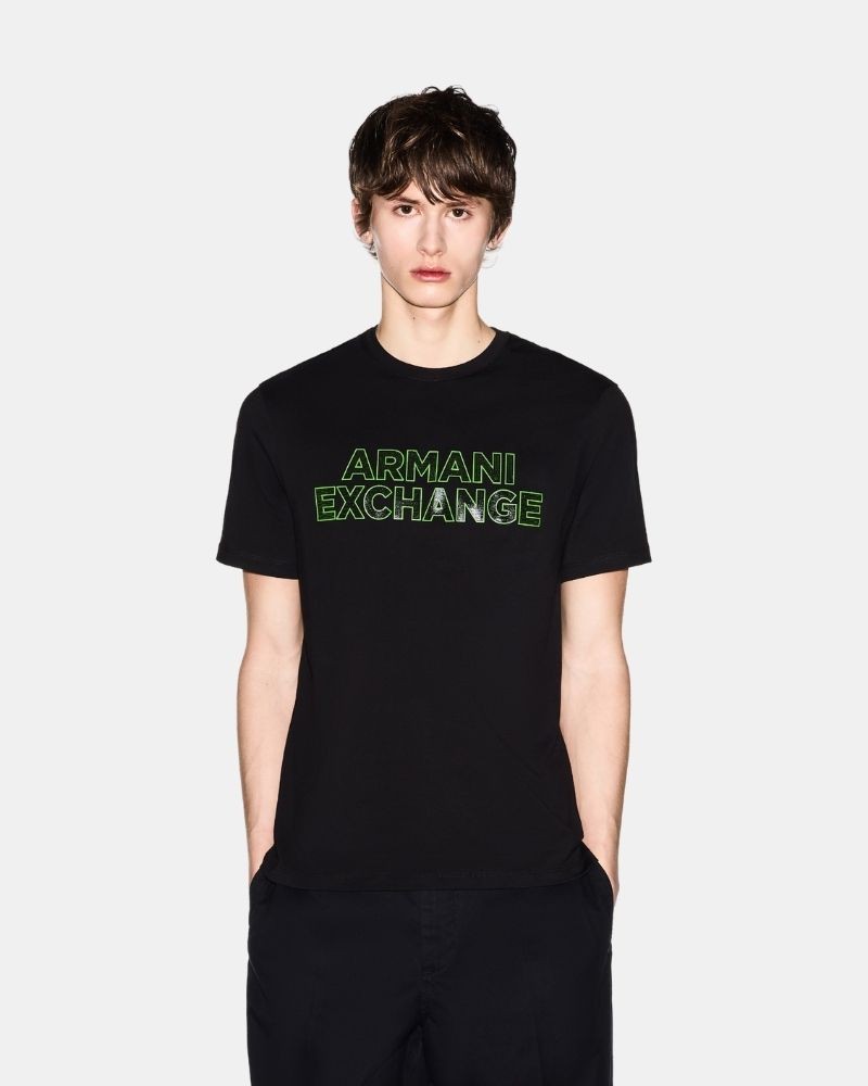 Camisetas de manga curta para homem ARMANI EXCHANGE pretas XM002413 AF10361