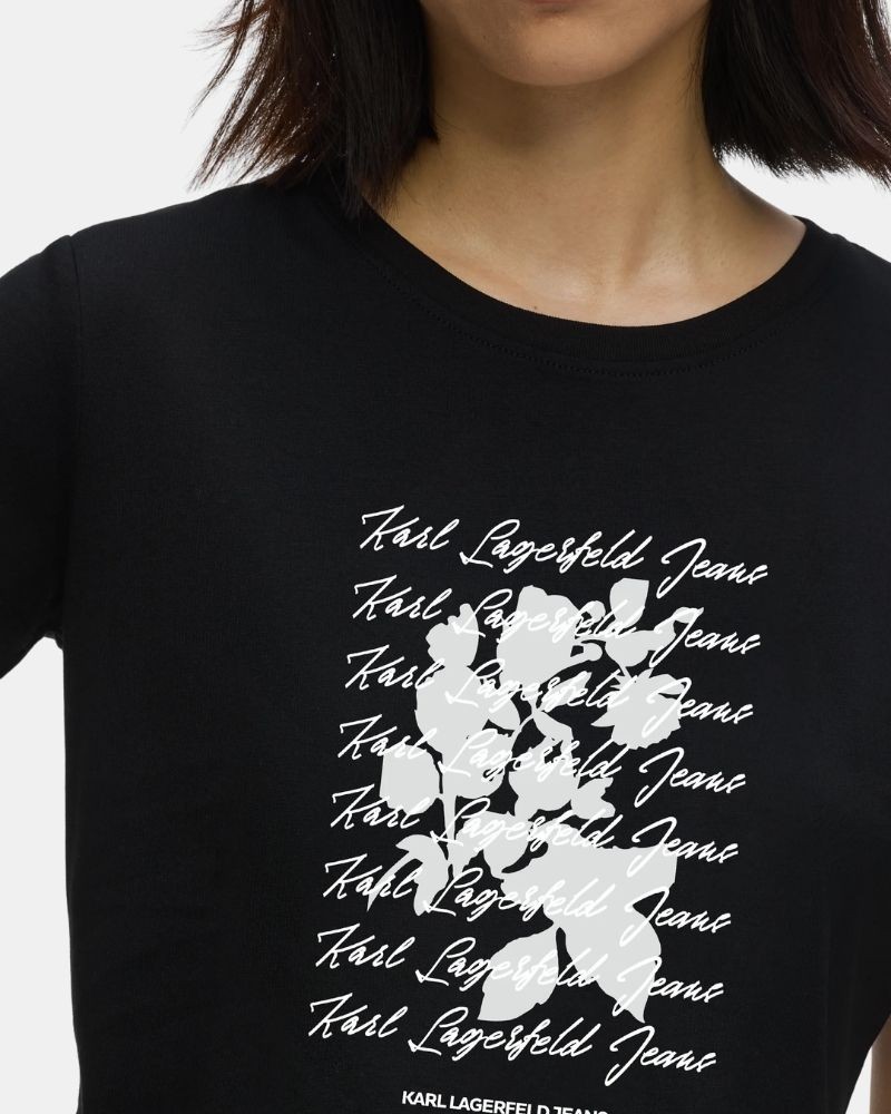 Camisetas de manga curta para mulher Karl Lagerfeld pretas B3W17021