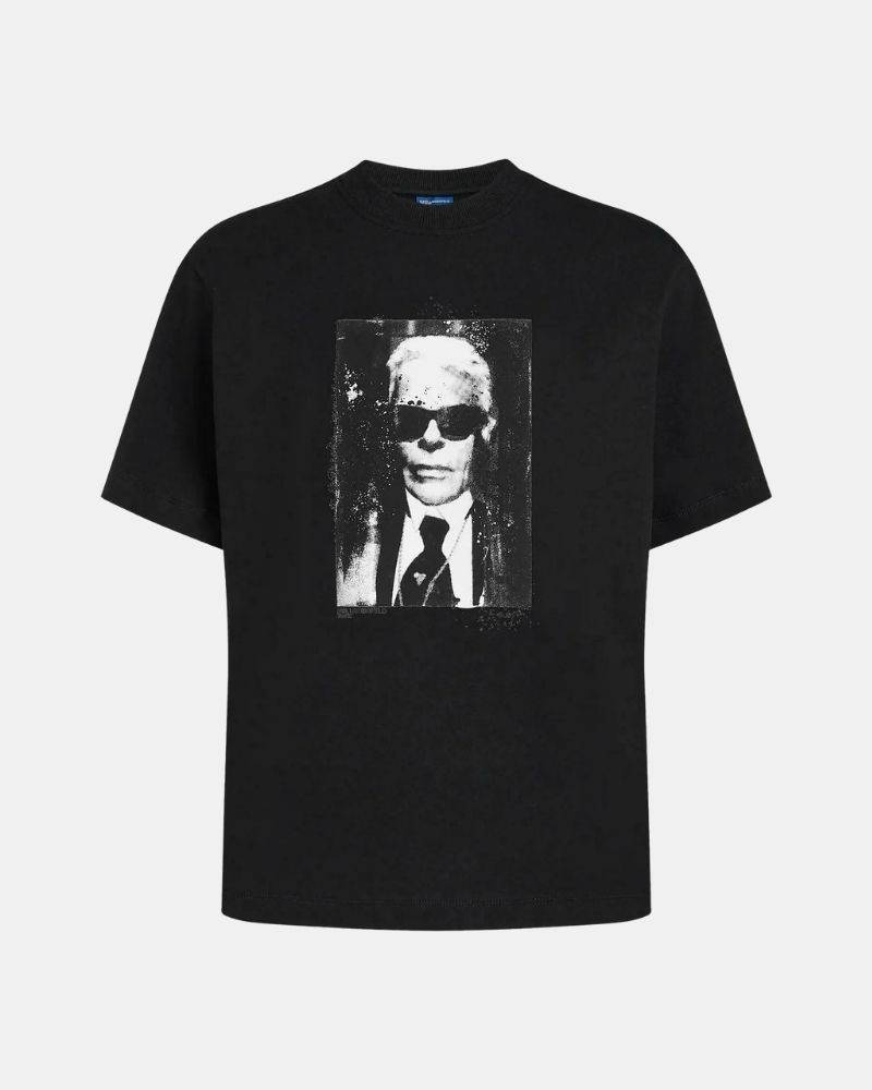 Camisetas de manga curta femininas Karl Lagerfeld pretas B3W17046